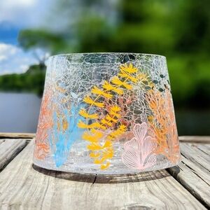 Yankee Candle ZEN CORAL JAR SHADE TROPICAL THEME CRACKLE GLASS BNIB DISCONTINUED